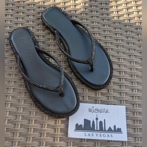 Gianni Bini Black Bling Flip Flops Size 7.5
